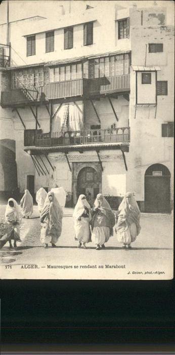 Alger Algerien Mauresques se rendant au Marabout