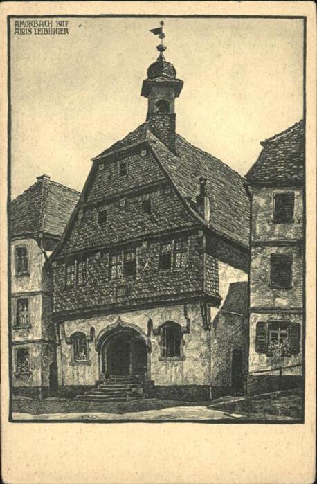 Amorbach Miltenberg Rathaus Zeichnung Alois Leibinger