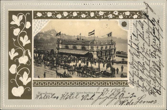 Hamburg Alster Pavillon Prägedruck