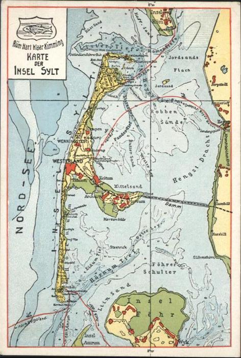 SYLT Insel Schleswig-Holstein Landkarte