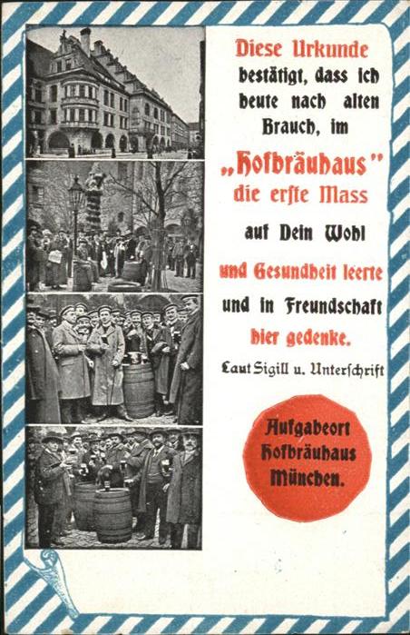 Muenchen Bayern Hofbrauhaus Paechter Karl Mittermueller Spruch