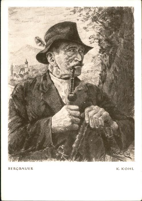 Bad Reichenhall Bergbauer Zeichnung Künstler Kurt Kohl