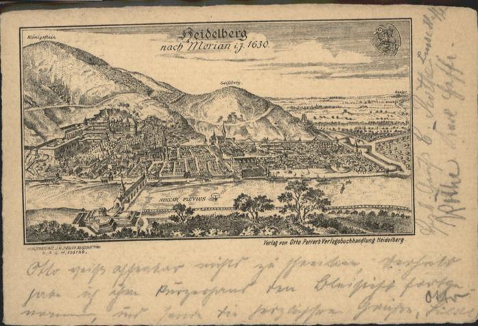 Heidelberg Neckar nach Merian 1630 Wappen