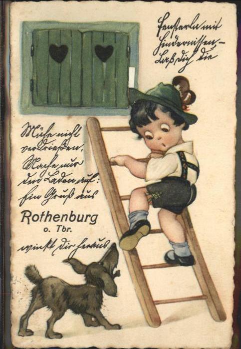 Rothenburg Tauber Junge Lederhosen Tracht Hund Leiter Spr