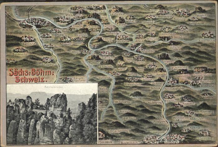 Pirna Elbe Sachsen Saechsisch-Boehmische Schweiz Basteibruecke
