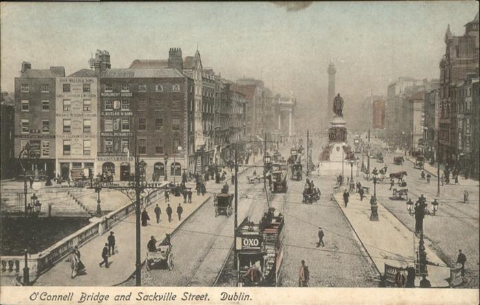 DUBLIN  Ireland Connell Bridge Sackville Street Strassenbahn Kutsche
