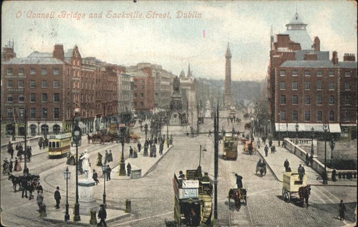 DUBLIN  Ireland Connell Bridge Sackville Street Strassenbahn Kutsche