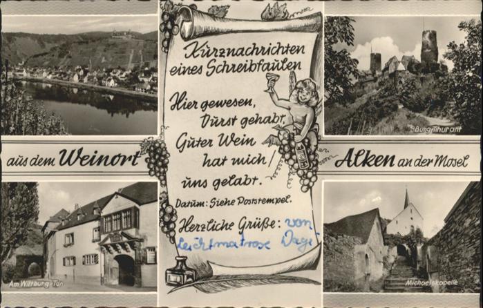 Alken Koblenz Mosel Weinort Burg Thurant Spruch