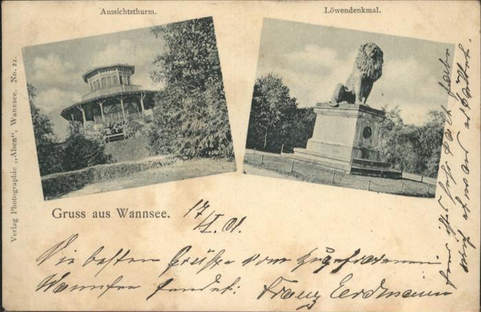 Wannsee Aussichtsturm Löwendenkmal