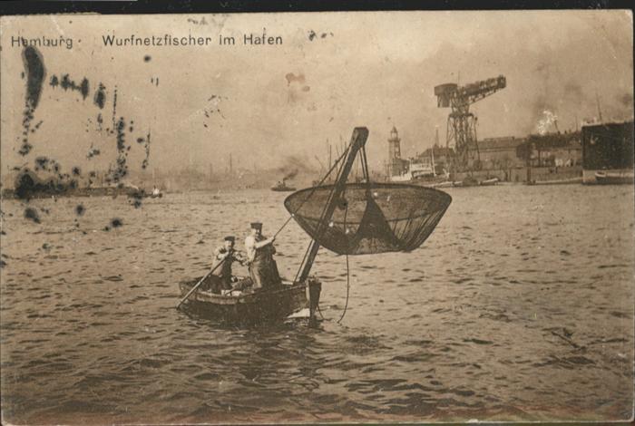 HAMBURG  CITY Wurfnetzfischer Hafen