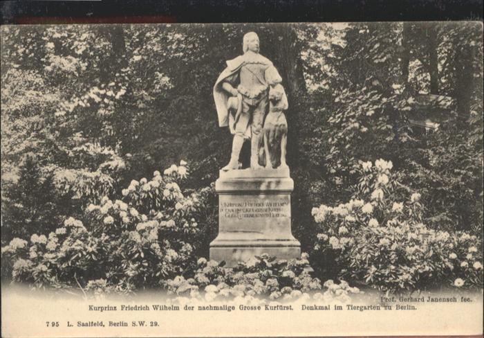 BERLIN CITY Denkmal im Tiergarten Kurprinz Friedrich Wilhelm