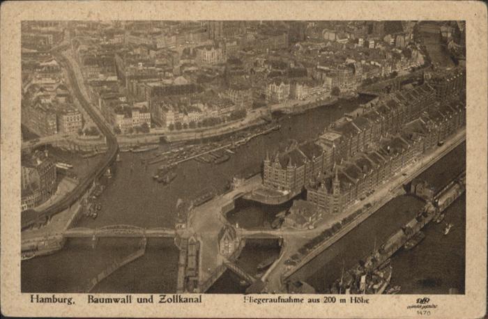 HAMBURG  CITY Baumwall Zollkanal Fliegeraufnahme