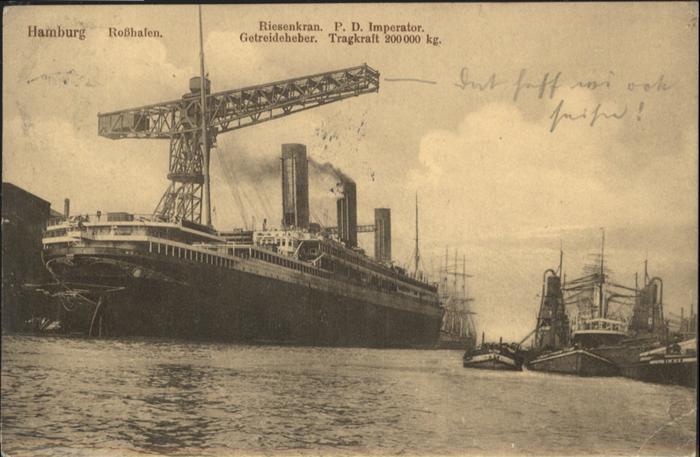 HAMBURG CITY Rosshafen Riesenkran Schiff