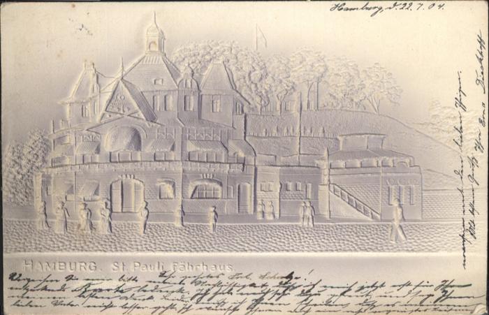 Hamburg St Pauli Fährhaus Prägedruck Reliefkart