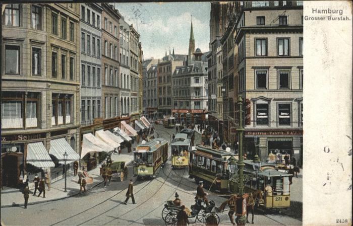 Hamburg Grosser Burstah Strassenbahn Kutsche