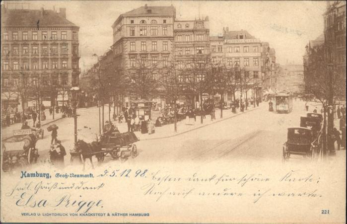 Hamburg Gross Neumarkt Strassenbahn Kutsche