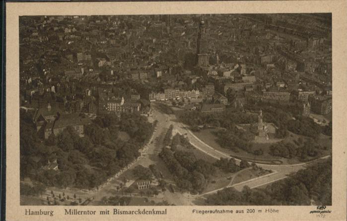 HAMBURG  CITY Millerntor Bismarck Denkmal Fliegeraufnahme