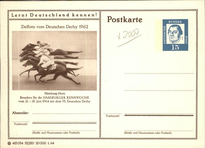 HAMBURG  CITY Hamburger Rennwoche 1964