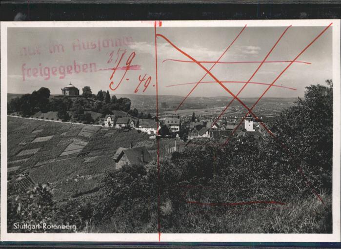 Rotenberg Stuttgart Stempel auf AK Zensur