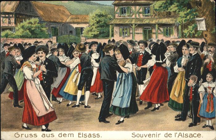 Trachten Elsass Tanz Prägedruck