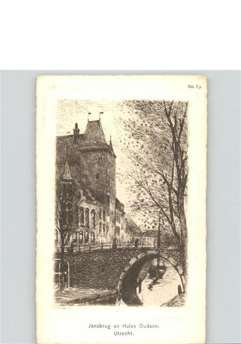 Kuenstlerkarte W. de Haan Utrecht Jansburg Brücke