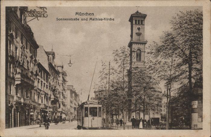Muenchen Bayern Sonnenstrasse Mathias Kirche Strassenbahn