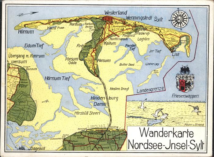 Insel Sylt Wanderkarte