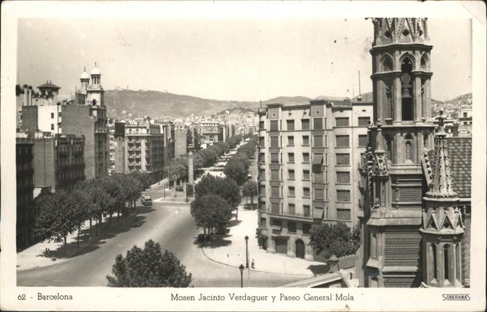 Barcelona Cataluna Mosen Jacinto Verdaguer y Paseo General
