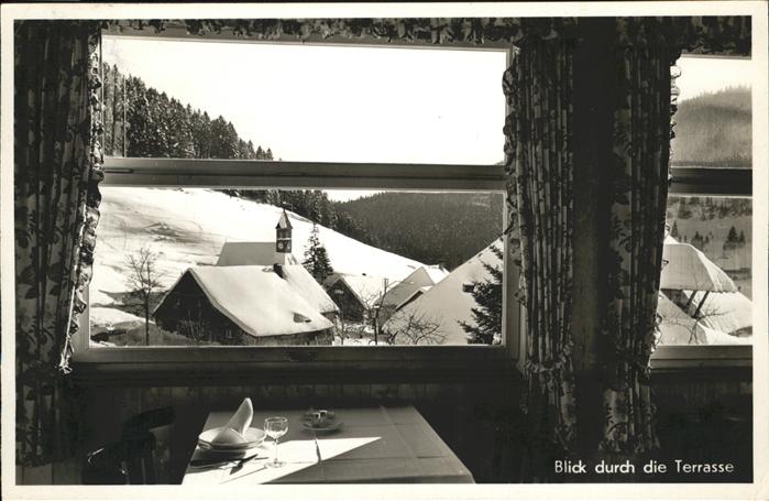 Muggenbrunn Blick durch die Terasse Gasthof Pension