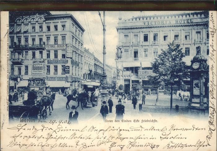 BERLIN  CITY Linden Ecke Friedrichstrasse Kutsche
