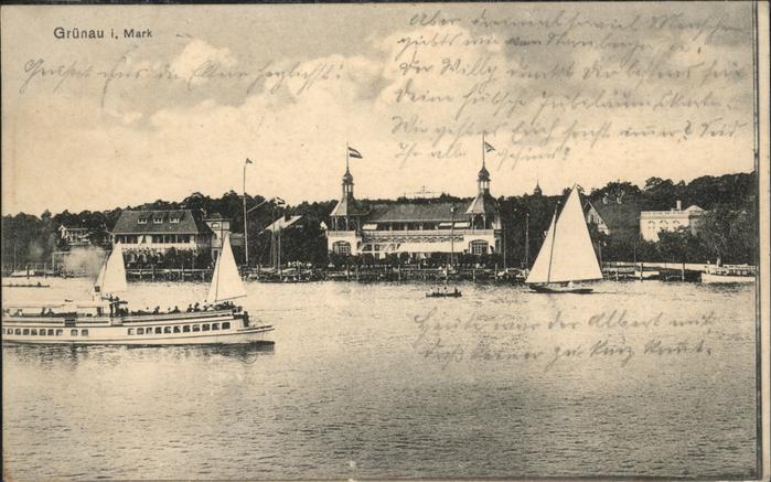 Gruenau Berlin Motorschiff Segelboot