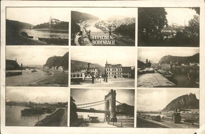 Tetschen-Bodenbach Boehmen Zug Schiff Brücke