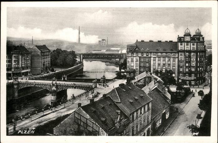 Plzen Pilsen Teilansicht Brücken