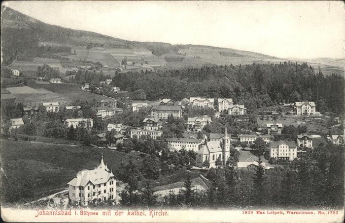 Johannisbad Riesengebirge Panorama katholische Kirche