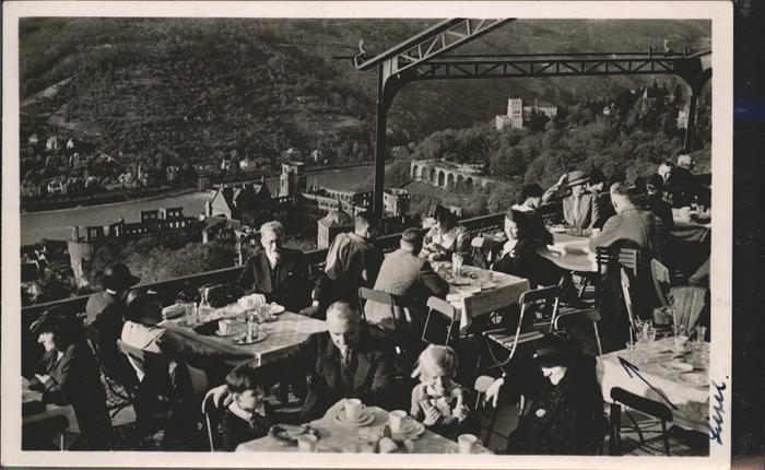 Heidelberg Neckar Schlossblick von Terrasse Gaststätte Mo