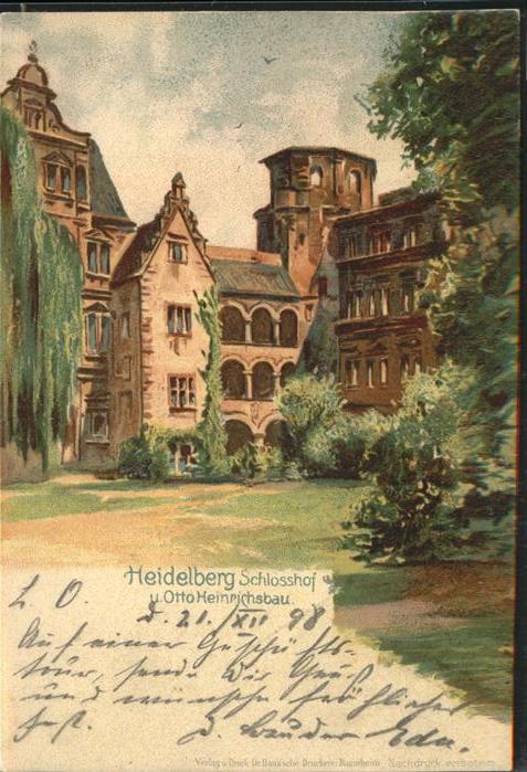 Heidelberg Neckar Schlosshof Künstler Otto Heinrichsau
