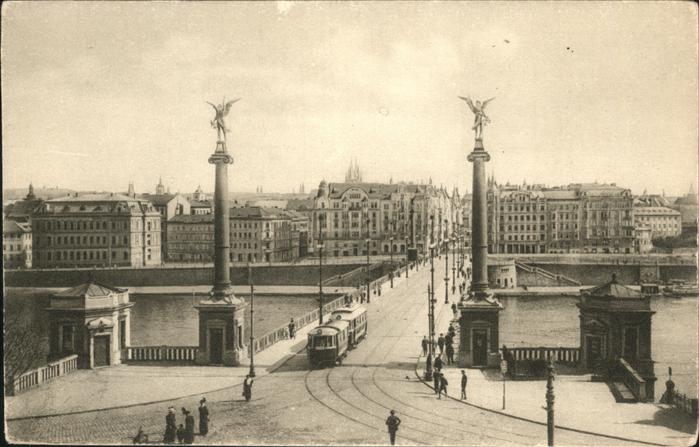 Prag Prahy Prague Brücke Strassenbahn