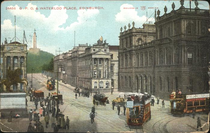 Edinburgh Scotland Waterloo Place Strassenbahn Kutsche