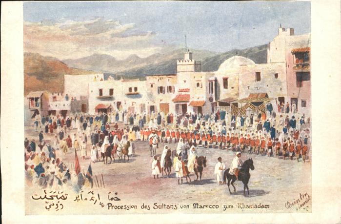 Marokko Procession des Sultans Pferd