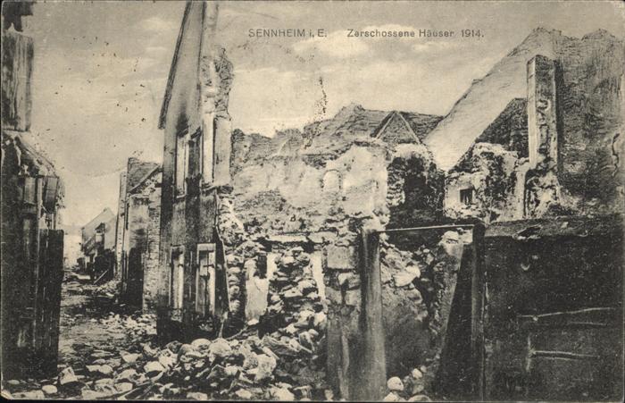 Sennheim Zerschossene Häuser 1914