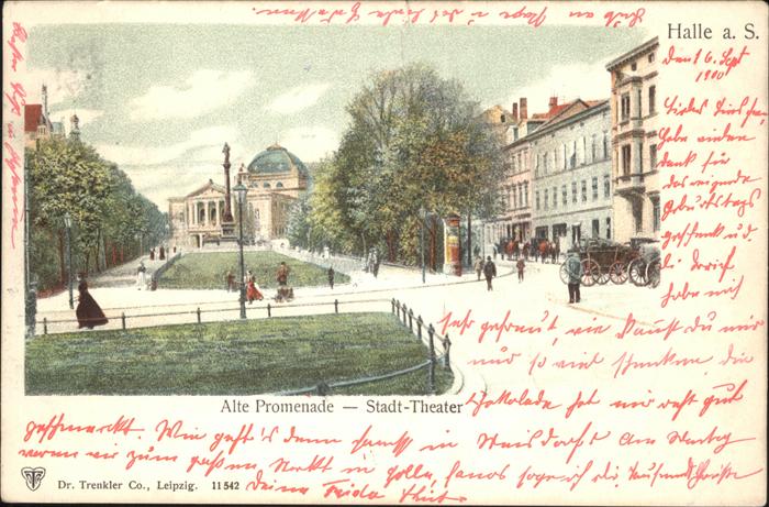 Halle Saale Alte Promenade Stadt Theater Kutsche