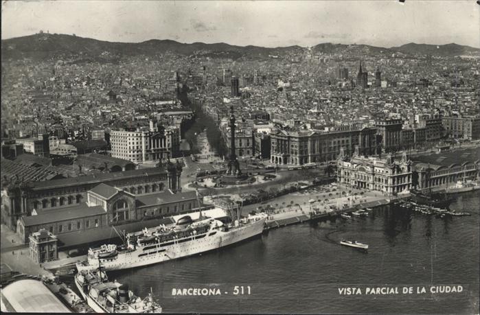 Barcelona Cataluna Schiff Fliegeraufnahme