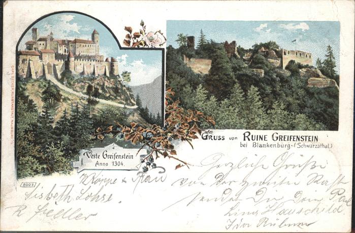 Blankenburg Thueringen Veste Greifenstein Anno 1304