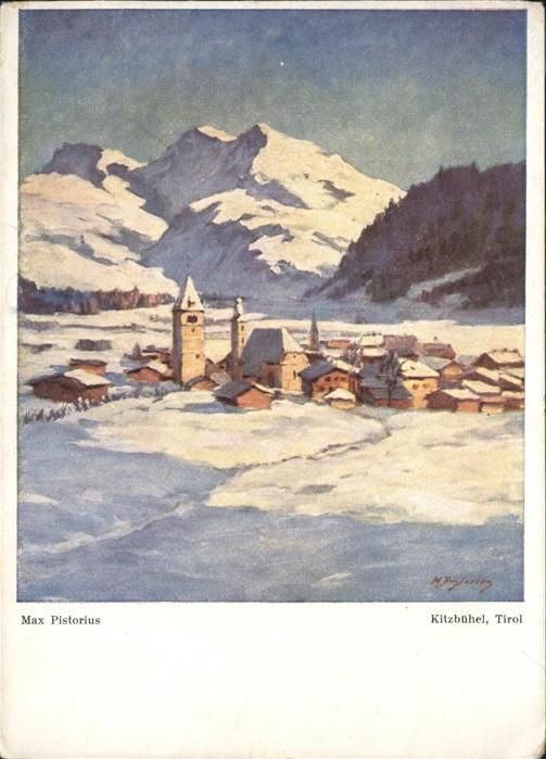 Kitzbuehel Tirol Gesamtansicht Künstlerkarte