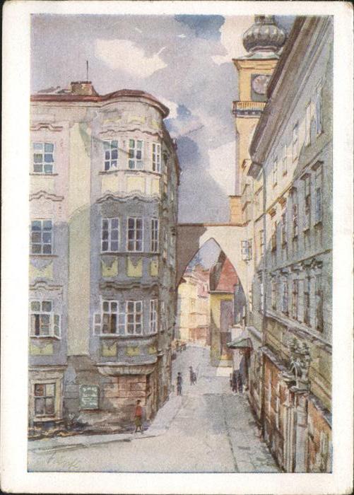 Linz Donau Domgasse Barocker Winkel Künstlerkarte