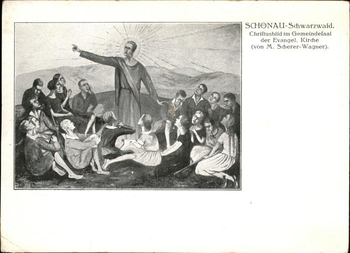 Schoenau Schwarzwald Gemeindesaal evang. Kirche Christusbild