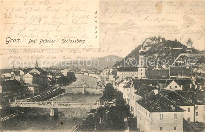 Graz Steiermark Drei Br?cken Schlossberg