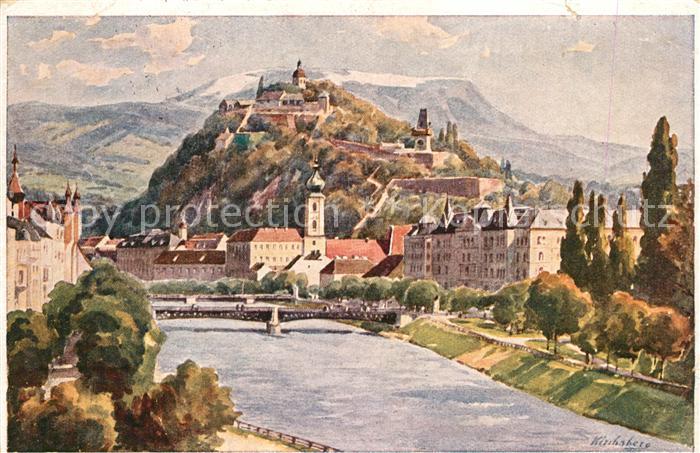 Graz Steiermark Mur Schlossberg K?nstlerkarte