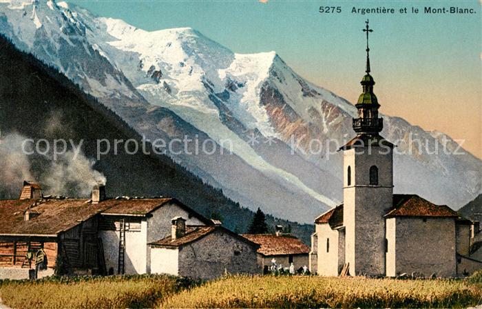 Argentiere Haute-Savoie Eglise et le Mont Blanc