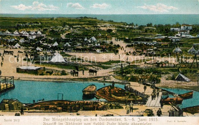 Dardanellen Kriegsschauplatz WK1 Angriff im Abschnitt von Seddil Bahr